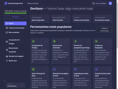 Plataforma de Inteligência Artificial e Geração de Conteúdo (SaaS) 5