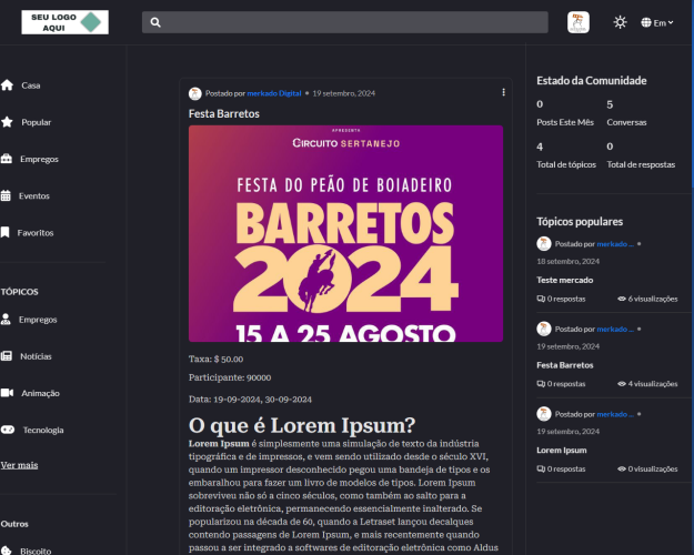 Script Para Fórum Vagas De Emprego E Eventos
