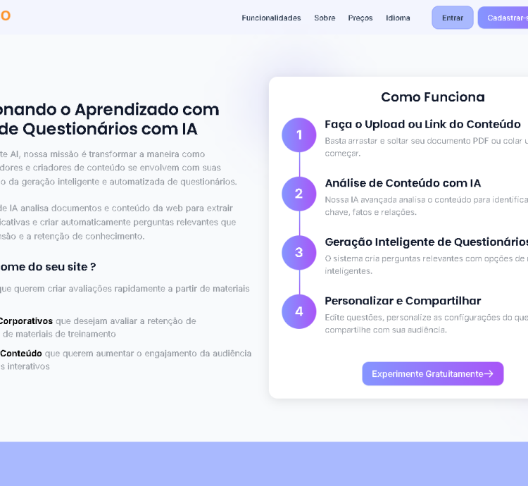 Gerador De Quiz Com Tecnologia De Ia