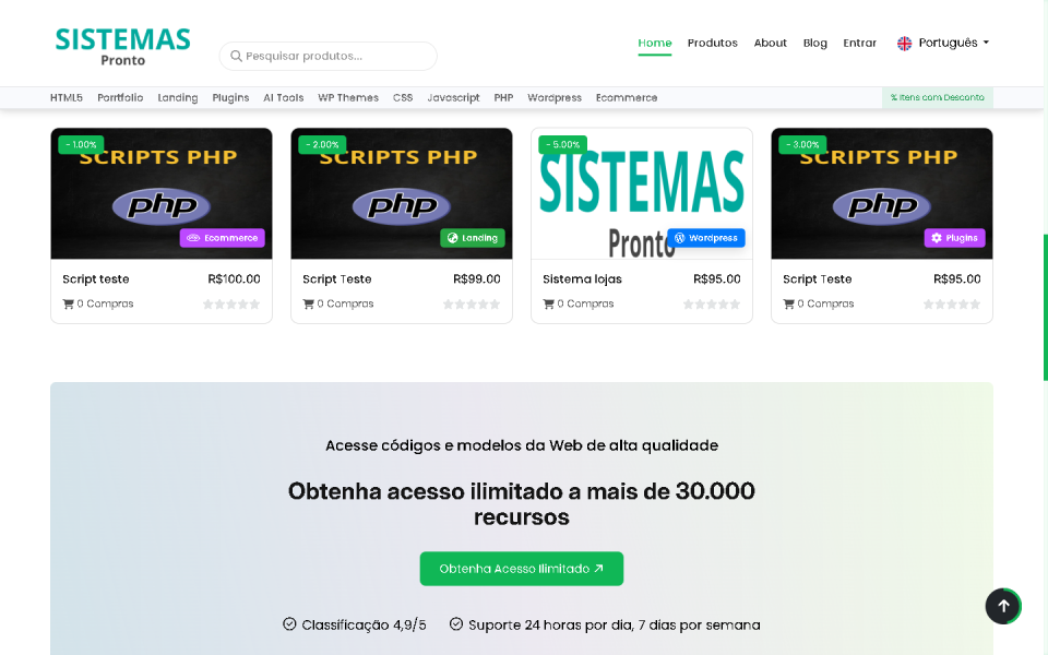 Script Completo Marketplace para Scripts e Códigos