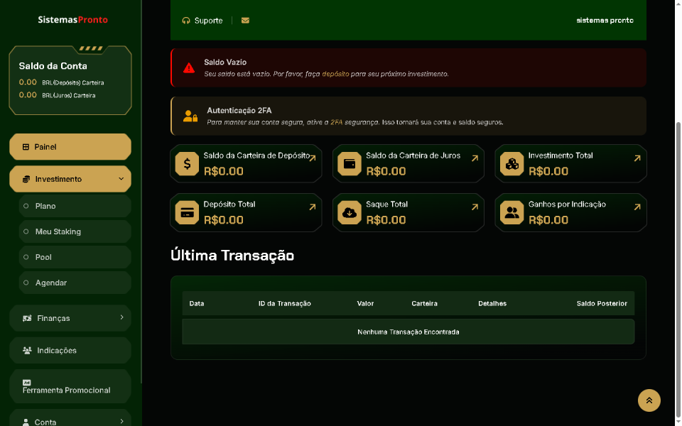 Sistema Completo de Investimento HYIP